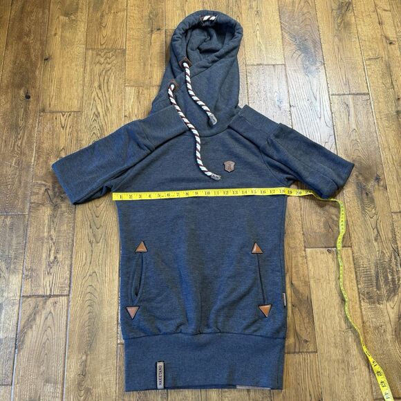 Naketano Womens Artemis Hoodie Womens S Grey Cowl Neck Rope Brave New World - Picture 3 of 6